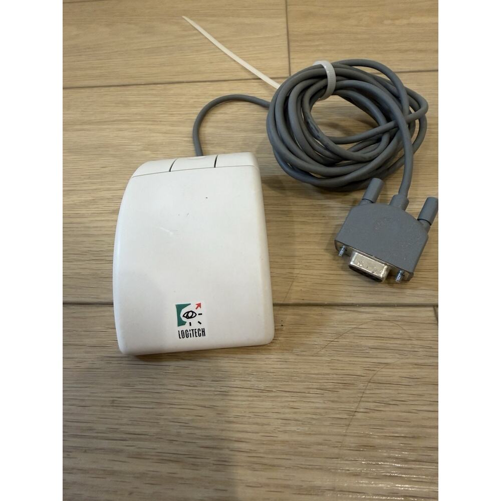 Vintage Logitech Serial Mouse CC-93-9F 9-pin RS232 Connector 3-Button Mouse
